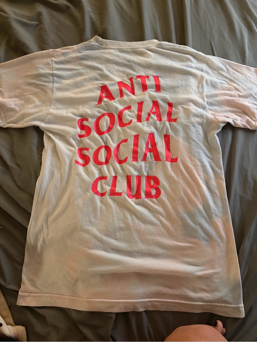 Anti Social Social Club White Tee with Neon Pink Back Logo